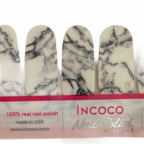InCoCo Nail Polish Strips Stone Cold Black & White MARBLE Retired - Picture 3 of 5